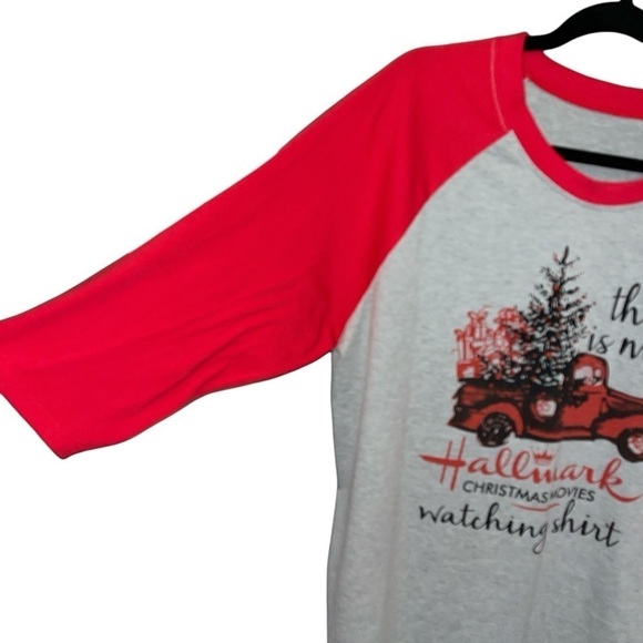 Unbranded Women's T-Shirt Size 2XL Red & Gray Christmas Theme 3/4 Sleeves - Picture 2 of 6